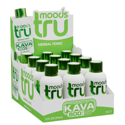 Tru Moods Green Kava Shot 2oz 12-pack display box