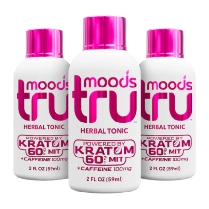 Tru Moods Pink Kratom and Caffeine Shot 60mg MIT 2oz single bottle