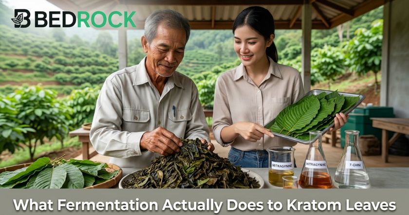What Fermentation Actually Does To Kratom Leaves- read here on bedrock botanicals blog section, fermented kratom
