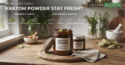 How Long Does Kratom Powder Stay Fresh Once Opened?- read more on bedrock botanicals blog